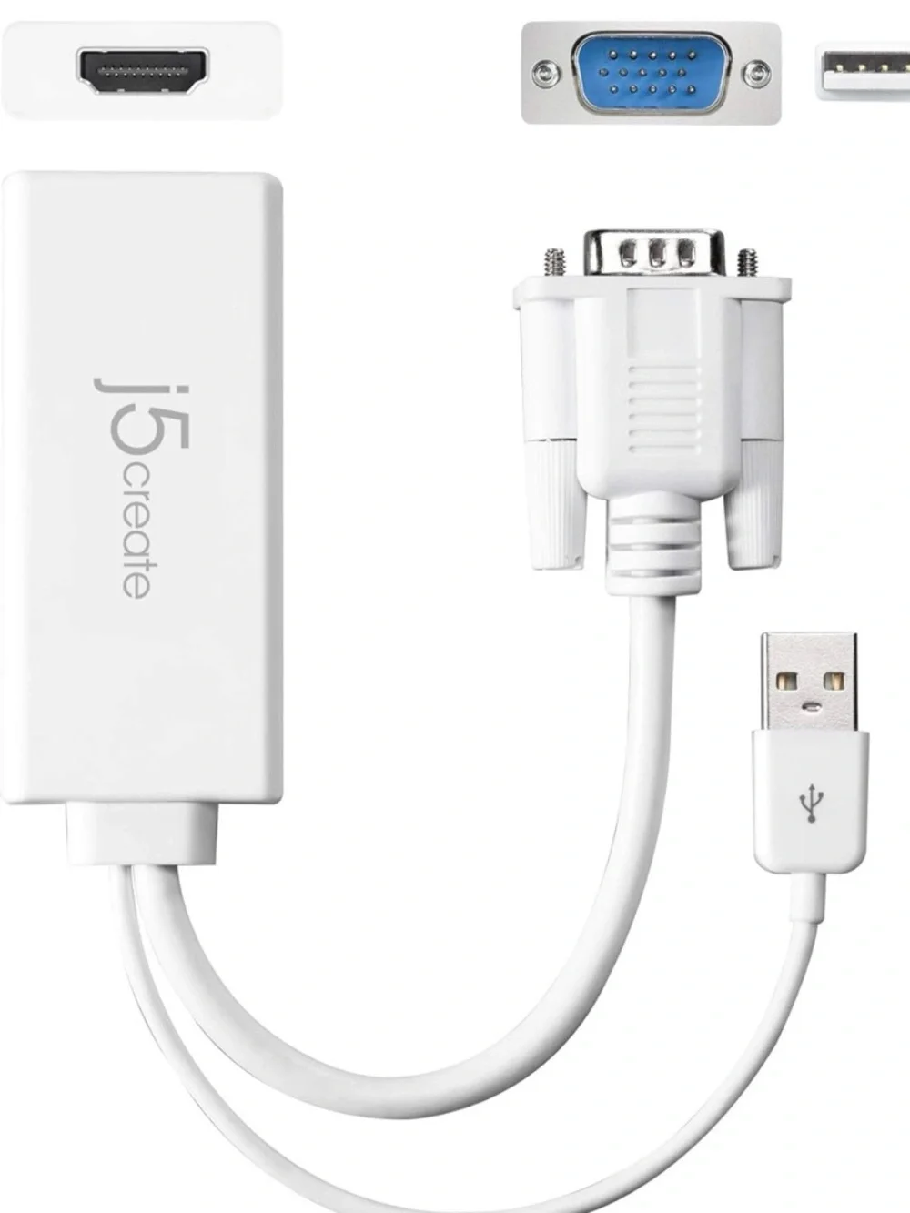 White VGA to USB Adapter Cable